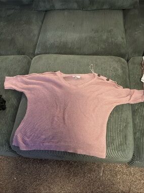 Misia Dusty Pink Knit Button-Shoulder Pullover
